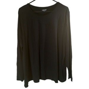 Lands' End Women's 2X (20W-22W) Black Crew Neck Long Sleeve Stretch T-Shirt